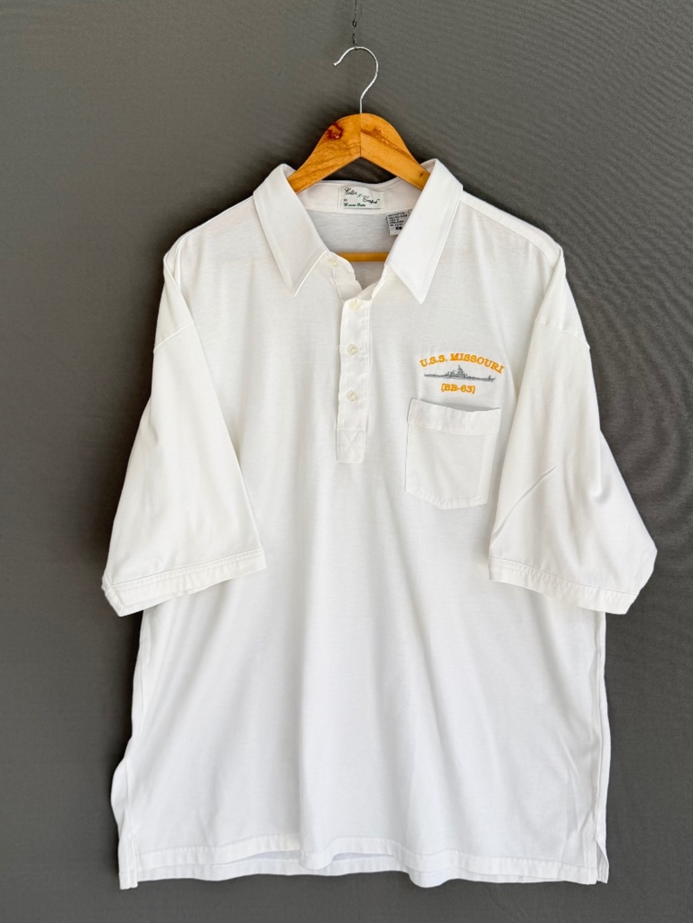 USS MISSOURI BB 63 Battleship Men’s XXL White Polo Shirt